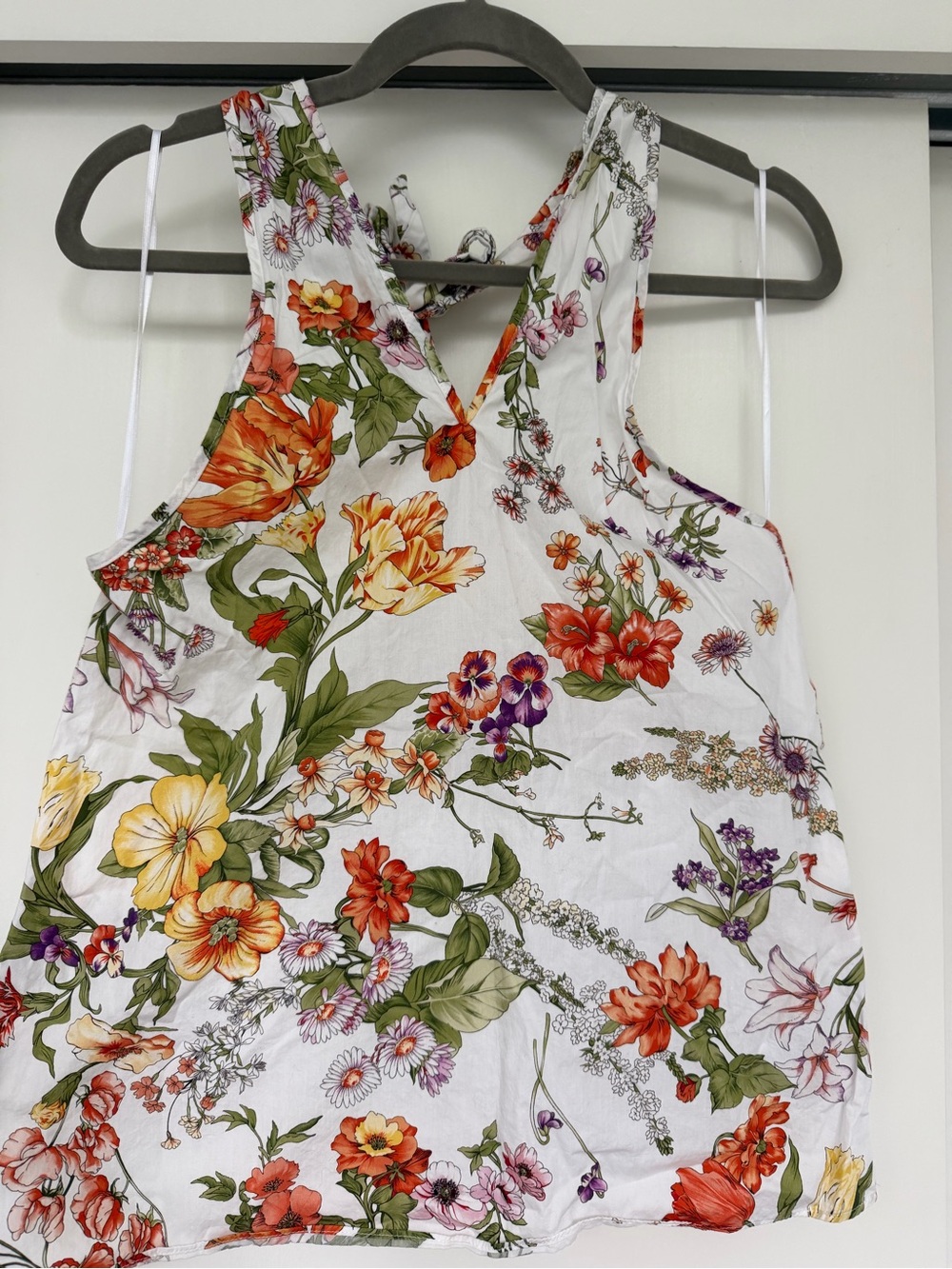 J. Crew White Floral Tank with Multicolor Blooms